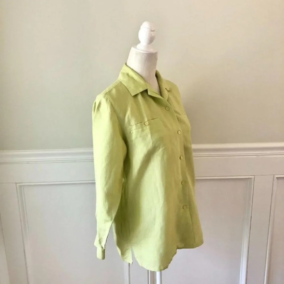 Crazy Horse Peridot Green Cotton Button Down Shirt M - Picture 2 of 4